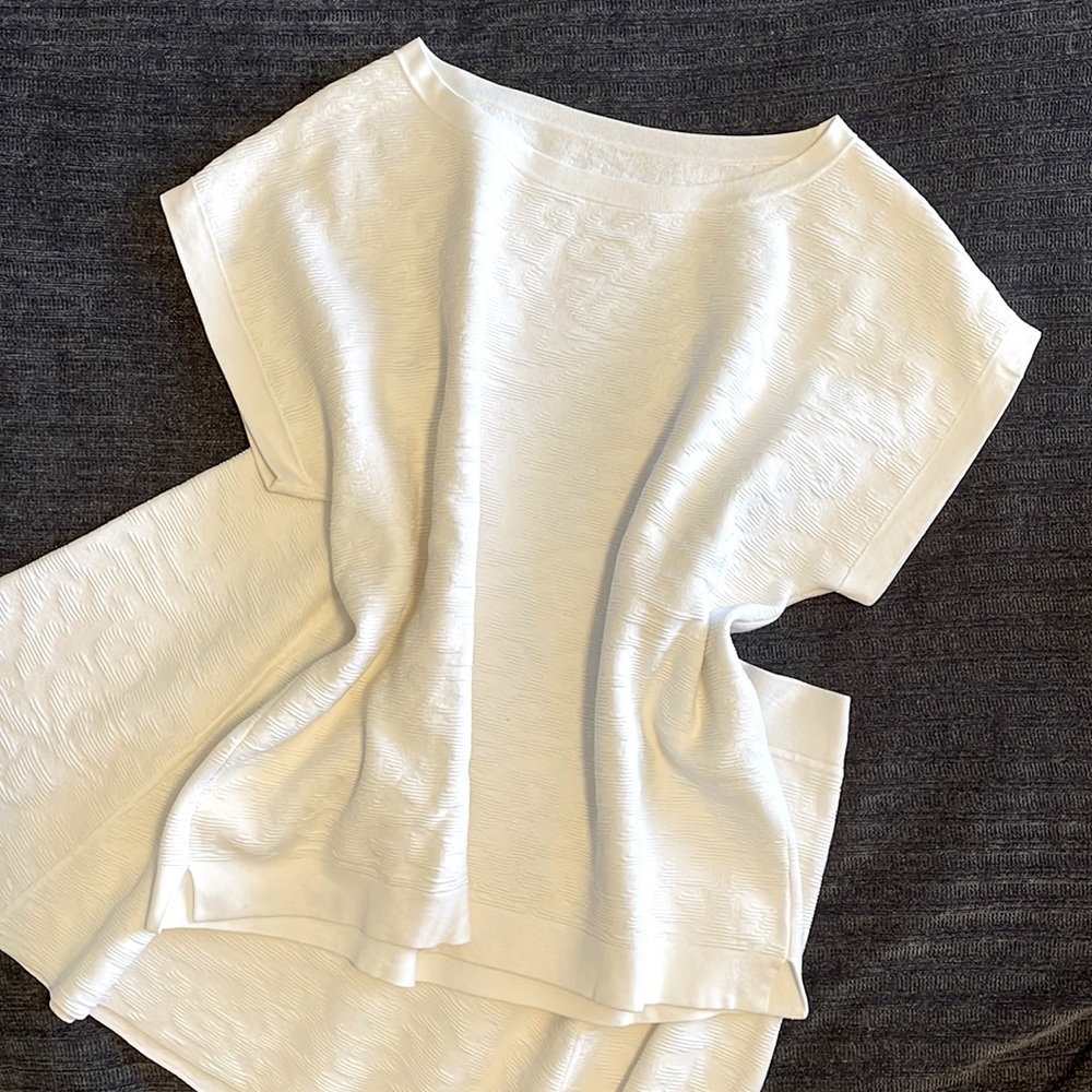 Theory skirt top outfit white jacquard